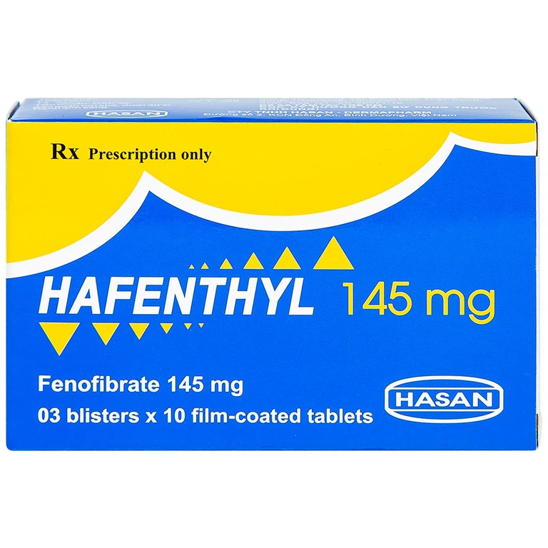 Thuốc Hafenthyl 145mg Hasan điều trị rối loạn lipoprotein huyết (3 vỉ x 10 viên)