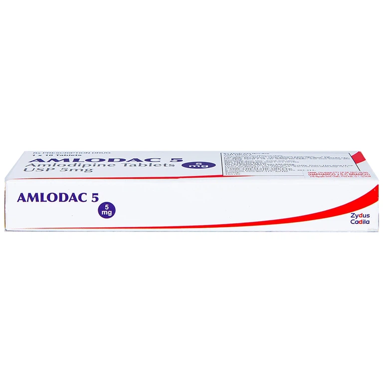 Thuốc Amlodac 5 Cadila điều trị tăng huyết áp, đau thắt ngực (1 vỉ x 10 viên)