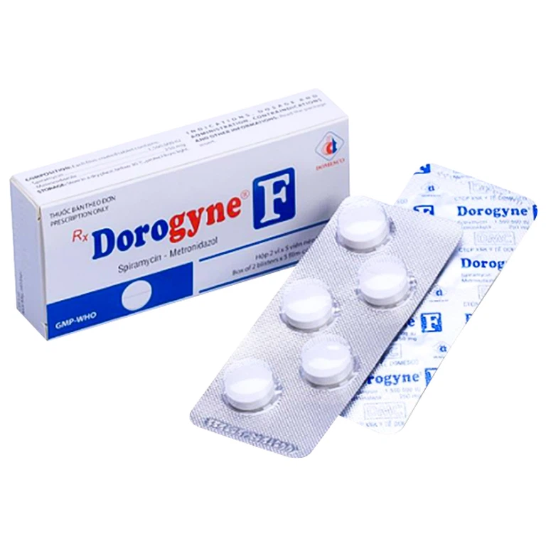 Thuốc Dorogyne F Domesco điều trị các bệnh nhiễm khuẩn răng miệng cấp và mạn tính (2 vỉ x 5 viên)