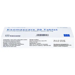 Thuốc Esomaxcare 20 Square điều trị loét dạ dày tá tràng lành tính (3 vỉ x 10 viên)