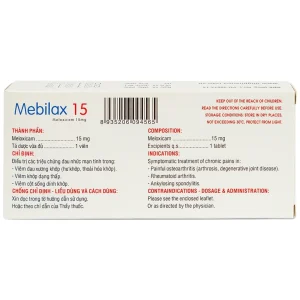 Thuốc Mebilax 15 DHG điều trị viêm đau cơ xương khớp (2 vỉ x 10 viên)