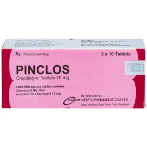 Viên nén Pinclos 75mg Incepta giảm các biến cố do xơ vữa động mạch, nhồi máu cơ tim (3 vỉ x 10 viên)