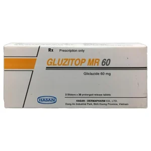 Thuốc Gluzitop MR 60 Hasan điều trị đái tháo đường típ 2 (2 vỉ x 30 viên)