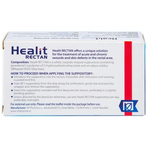Viên đạn đặt hậu môn, trực tràng Healit Rectan VHPharma thúc đẩy nhanh quá trình lành vết thương (10 viên)