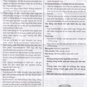 Thuốc Fexofenaderm 180mg Hasan điều trị viêm mũi dị ứng theo mùa, mày đay mạn tính vô căn (10 vỉ x 10 viên)