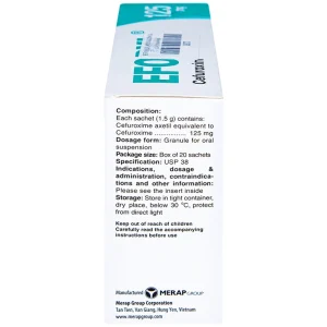 Cốm Efodyl 125mg Merap điều trị nhiễm khuẩn nhẹ đến vừa (20 gói)