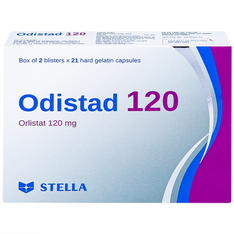 Thuốc Odistad 120 Stella điều trị béo phì và phòng ngừa tăng cân trở lại ở người lớn (2 vỉ x 21 viên)