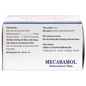 Viên nén Mecabamol 750mg Hà Tây điều trị các bệnh lý cơ xương cấp tính (6 vỉ x 10 viên)
