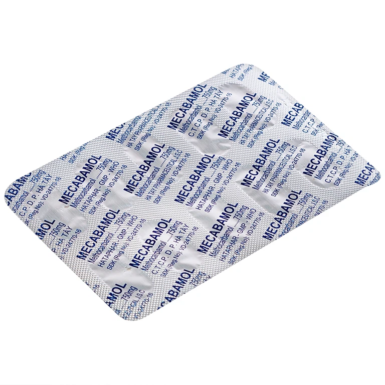 Viên nén Mecabamol 750mg Hà Tây điều trị các bệnh lý cơ xương cấp tính (6 vỉ x 10 viên)