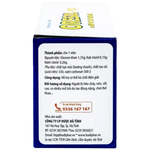 Viên sủi Oresol Pluz Hadiphar giúp bù chất điện giải (10 viên)