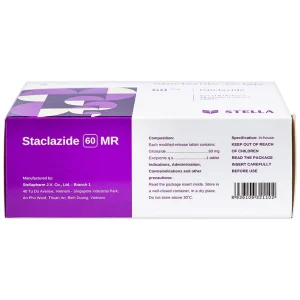 Thuốc Staclazide 60 MR Stella điều trị đái tháo đường típ 2 (6 vỉ x 10 viên)
