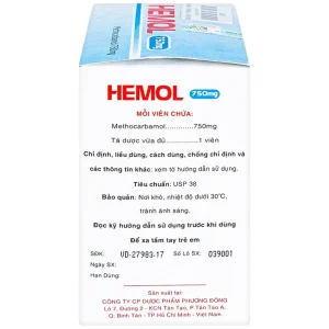 Thuốc Hemol 750mg Phương Đông điều trị ngắn hạn rối loạn cơ xương cấp (10 vỉ x 10 viên)