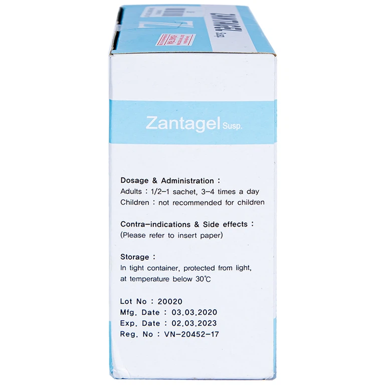 Hỗn dịch Zantagel Susp JS Pharm điều trị đau cấp tính và mãn tính, viêm dạ dày (20 gói x 10ml)