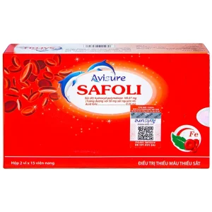 Thuốc Safoli Avisure điều trị thiếu máu, thiếu sắt trong kỳ mang thai (2 vỉ x 15 viên)