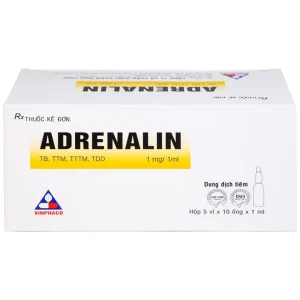 Dung dịch tiêm Adrenalin 1mg/1ml hồi sức tim phổi, cấp cứu choáng phản vệ (5 vỉ x 10 ống)