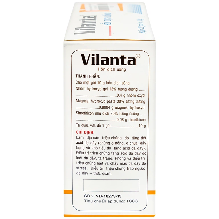 Thuốc Vilanta Pharimexco dịu triệu chứng ợ nóng, ợ chua (20 gói x 10g)