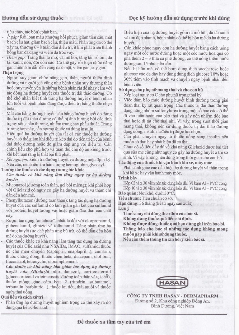 Thuốc Glisan 30 MR Hasan điều trị đái tháo đường típ 2 (10 vỉ x 30 viên)