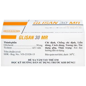 Thuốc Glisan 30 MR Hasan điều trị đái tháo đường típ 2 (10 vỉ x 30 viên)