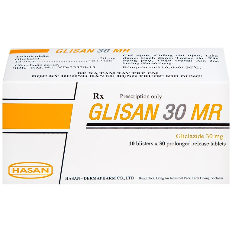 Thuốc Glisan 30 MR Hasan điều trị đái tháo đường típ 2 (10 vỉ x 30 viên)
