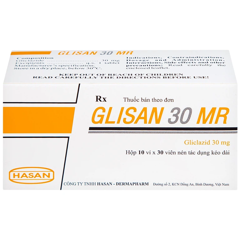 Thuốc Glisan 30 MR Hasan điều trị đái tháo đường típ 2 (10 vỉ x 30 viên)