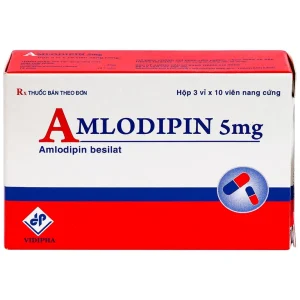 Thuốc Amlodipin 5mg Vidipha điều trị tăng huyết áp, đau thắt ngực (3 vỉ x 10 viên)