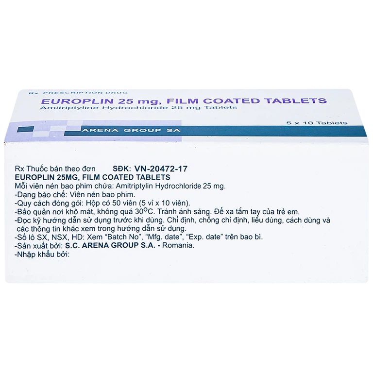 Thuốc Europlin 25mg điều trị trầm cảm (5 vỉ x 10 viên)