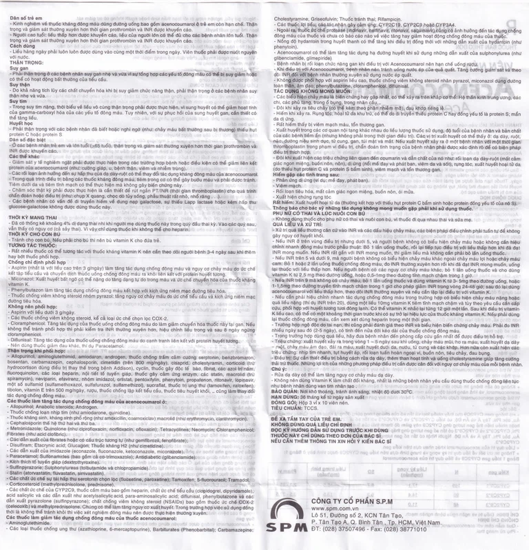 Thuốc Acenocoumarol 4 SPM điều trị và ngăn ngừa bệnh nghẽn mạch (3 vỉ x 10 viên)