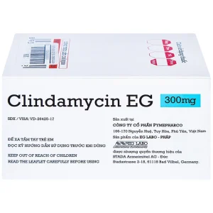 Thuốc Clindamycin EG 300mg Pymepharco điều trị các bệnh nhiễm khuẩn (10 vỉ x 10 viên)