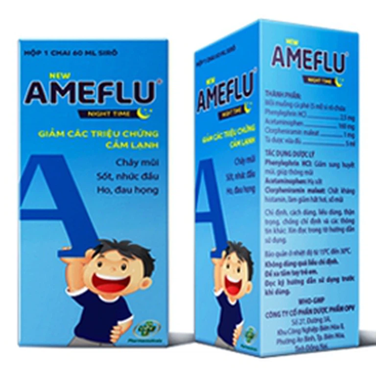 Siro New Ameflu Night Time OPV giảm các triệu chứng cảm lạnh (60ml)