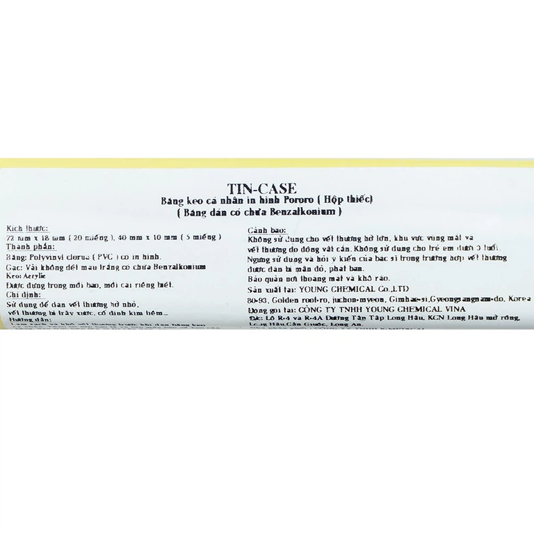 Băng keo cá nhân in hình Pororo Kids Band 2 size Young Chemical bảo vệ vết thương dành cho trẻ nhỏ (25 miếng)