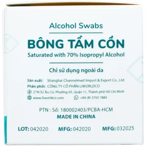 Bông tẩm cồn Alcohol Swabs Liworldco làm sạch và khử trùng da trước khi tiêm (100 miếng)