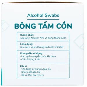 Bông tẩm cồn Alcohol Swabs Liworldco làm sạch và khử trùng da trước khi tiêm (100 miếng)