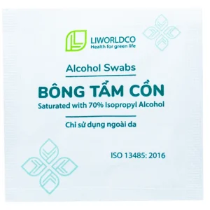 Bông tẩm cồn Alcohol Swabs Liworldco làm sạch và khử trùng da trước khi tiêm (100 miếng)