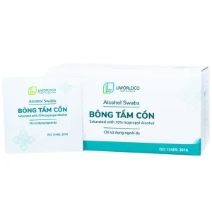 Bông tẩm cồn Alcohol Swabs Liworldco làm sạch và khử trùng da trước khi tiêm (100 miếng)