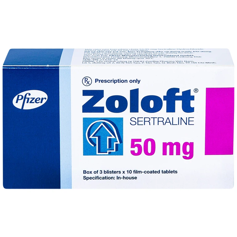 Thuốc Zoloft Sertraline 50mg Pfizer điều trị triệu chứng bệnh trầm cảm (3 vỉ x 10 viên)
