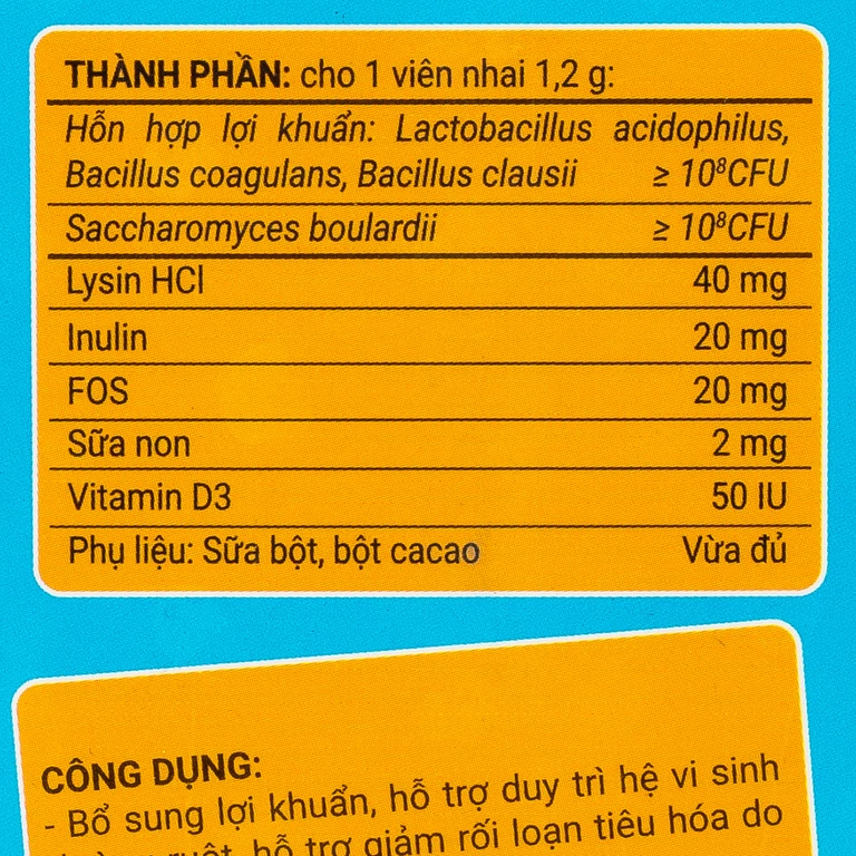 Viên nhai Bio-Acimin Chew Gia Nguyễn giúp bổ sung lợi khuẩn và vi chất (60 viên)
