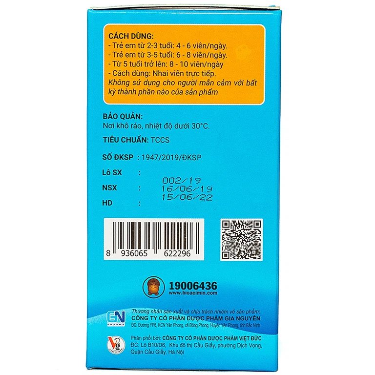 Viên nhai Bio-Acimin Chew Gia Nguyễn giúp bổ sung lợi khuẩn và vi chất (60 viên)