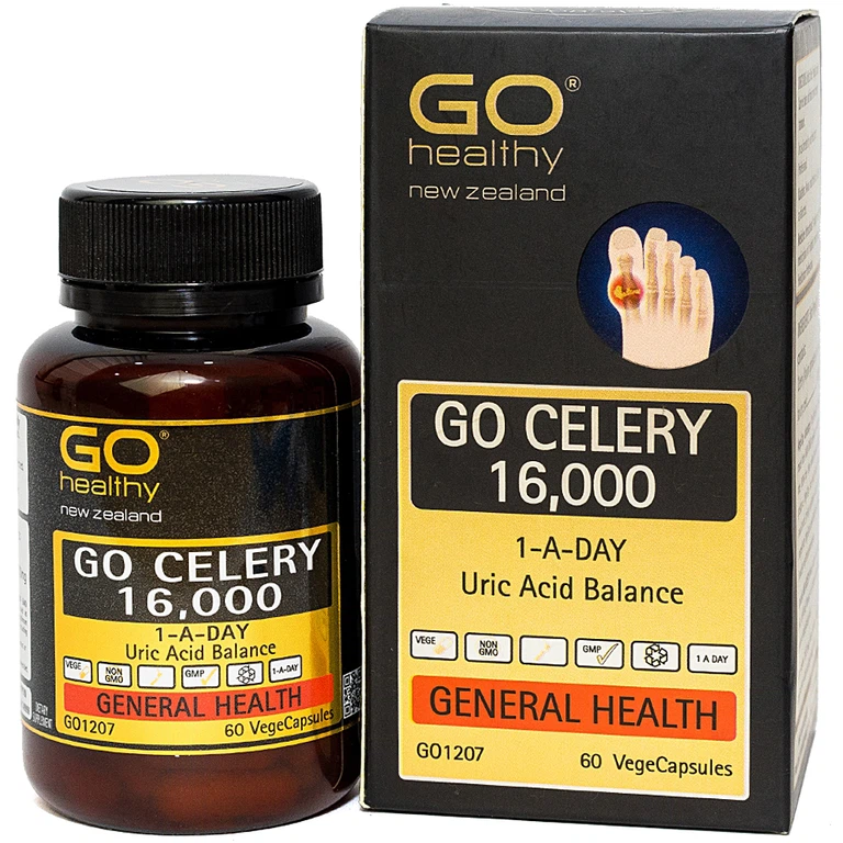 Viên uống Go Celery 16,000 hỗ trợ giảm uric acid, giảm triệu chứng sưng, đau do gout (60 viên)