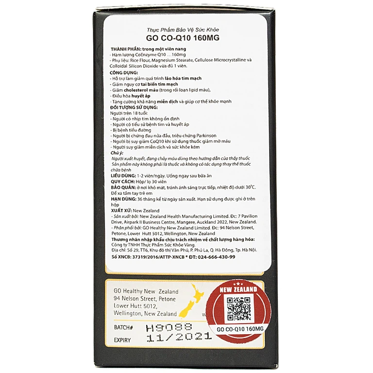 Viên uống Go Co-Q10 160mg hỗ trợ giảm quá trình lão hóa tim mạch (30 viên)