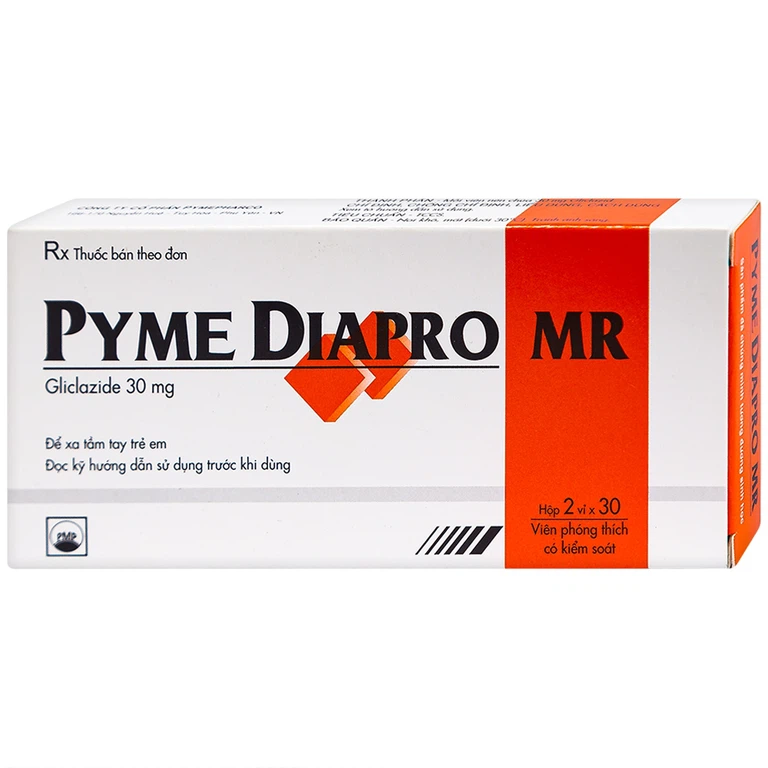 Thuốc Pyme Diapro MR 30mg Pymepharco điều trị bệnh đái tháo đường típ 2 (2 vỉ x 30 viên)