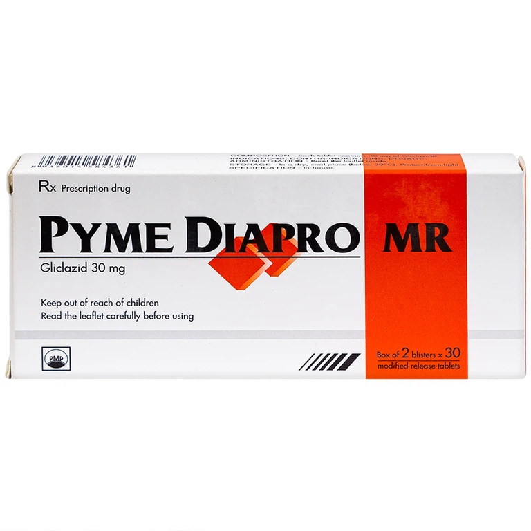 Thuốc Pyme Diapro MR 30mg Pymepharco điều trị bệnh đái tháo đường típ 2 (2 vỉ x 30 viên)