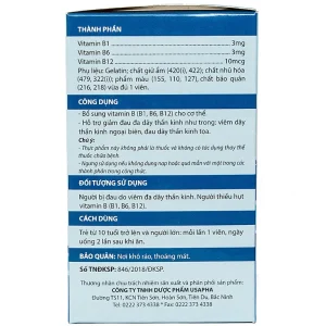 Viên uống Vitamin 3B USAPHA bổ sung vitamin B cho cơ thể (10 vỉ x 10 viên)