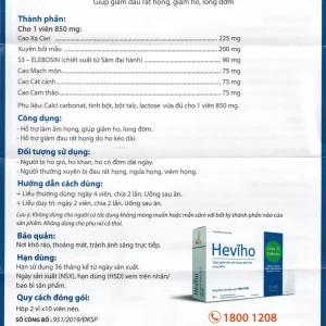 Viên uống Heviho Thái Minh giảm đau rát họng, giảm ho, long đờm (2 vỉ x 10 viên)