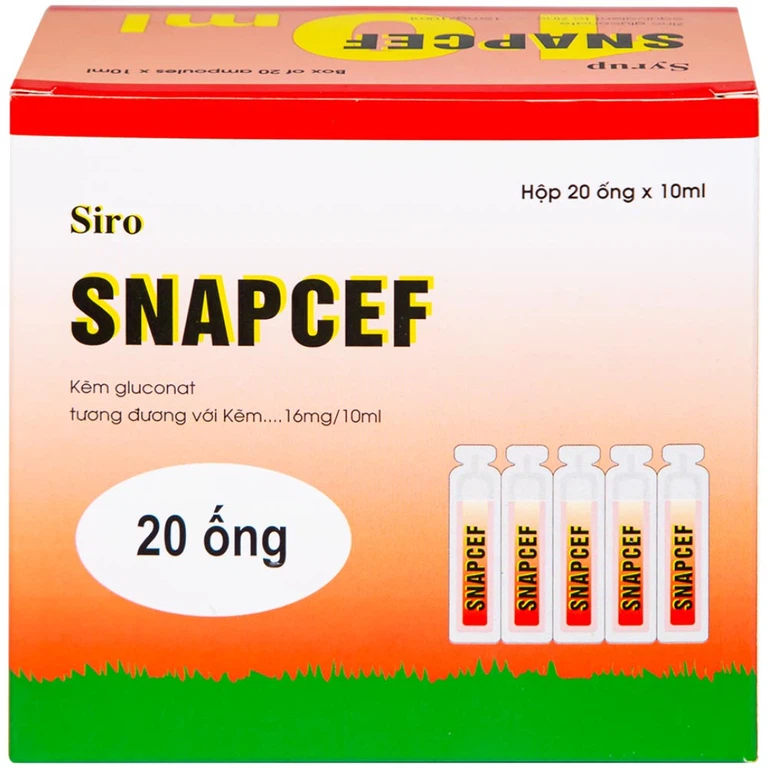 Siro Snapcef 16mg/10ml Hải Dương bổ sung kẽm, tăng cường sức đề kháng (20 ống x 10ml)