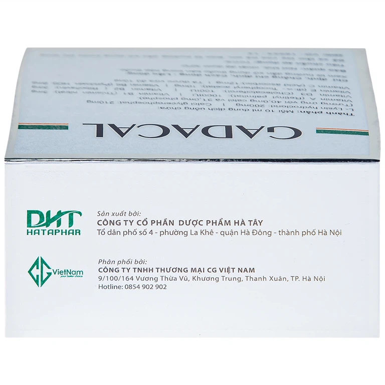 Dung dịch uống Gadacal Hà Tây bổ sung Calci, Lysin và các Vitamin (20 ống x 10ml)