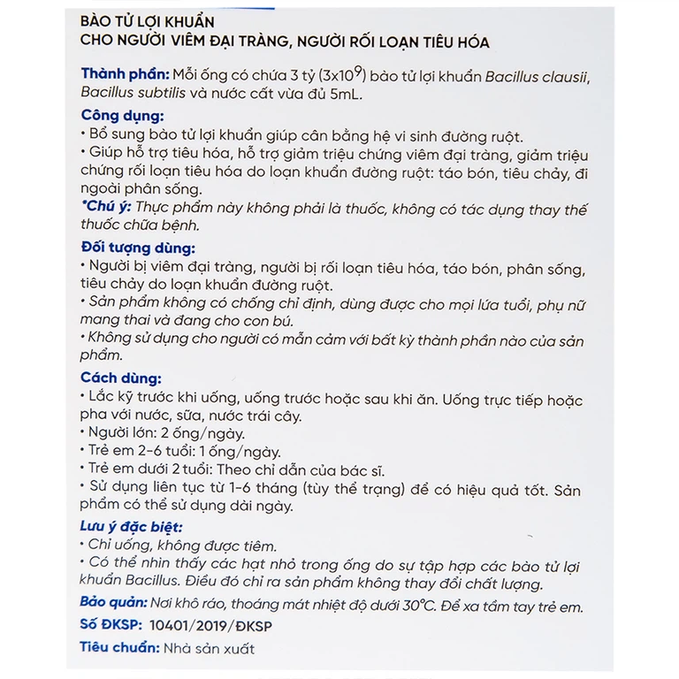 Dung dịch LiveSpo Colon bổ sung vi sinh vật có lợi, kích thích và tăng cường tiêu hóa (20 ống x 5ml)