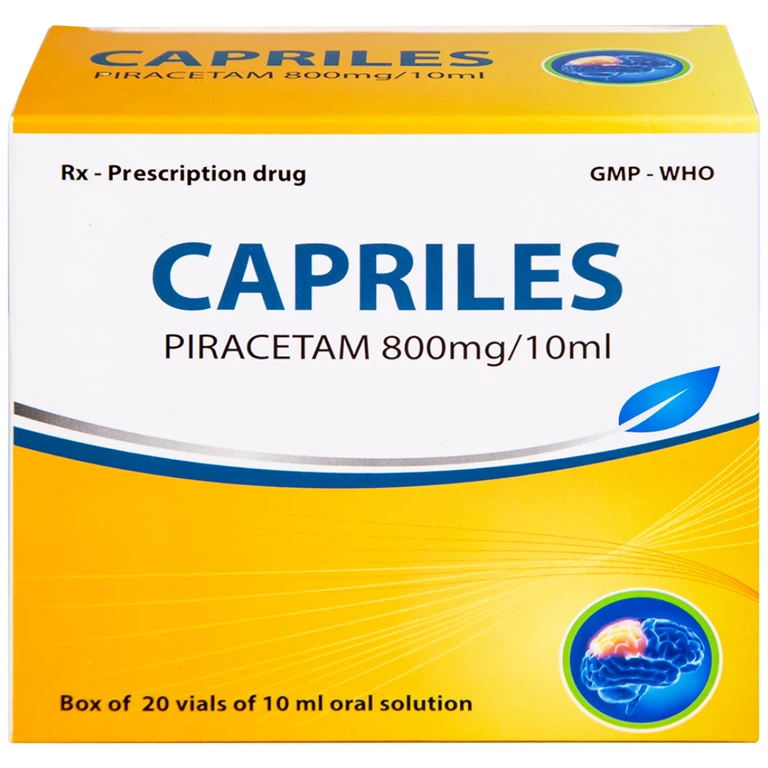 Thuốc Capriles 800mg/10ml Hà Tây điều trị rung giật cơ, thiếu máu não (20 ống x 10ml)