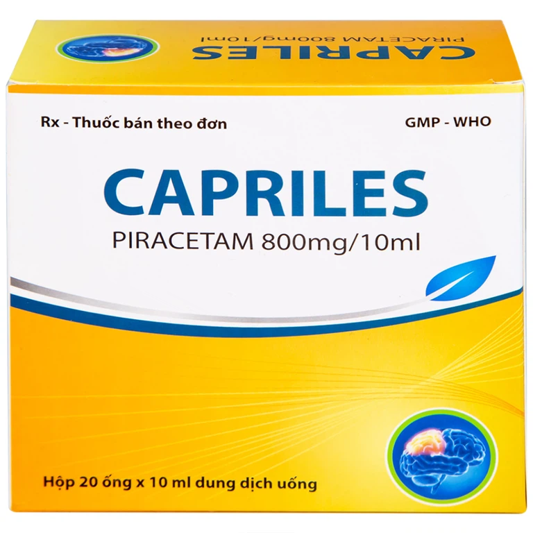 Thuốc Capriles 800mg/10ml Hà Tây điều trị rung giật cơ, thiếu máu não (20 ống x 10ml)