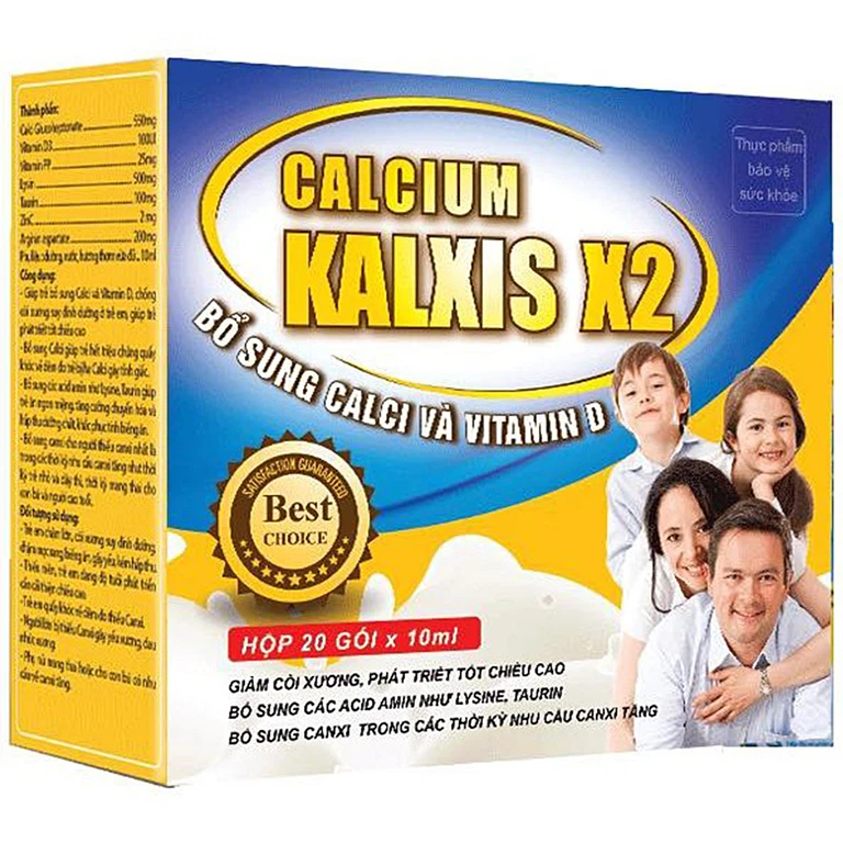 Hỗn dịch Calcium Kalxis X2 Viviphaco giảm còi xương, phát triển tốt chiều cao (20 gói x 10ml)