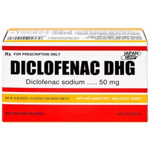 Thuốc Diclofenac DHG điều trị viêm, đau trong rối loạn cơ xương khớp (10 vỉ x 10 viên)